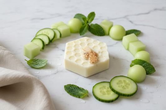Cucumber Melon Lotion Bar in Fresh Natural Setting