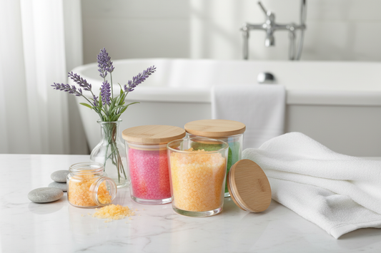 Relaxing Bath Salts in Elegant Bathroom Setting